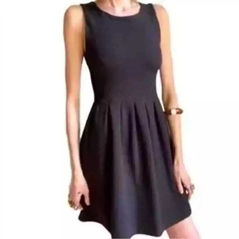 Ganni Size XS Noon and Night Textured Fit n Flare Mini Dress Sleeveless LBD